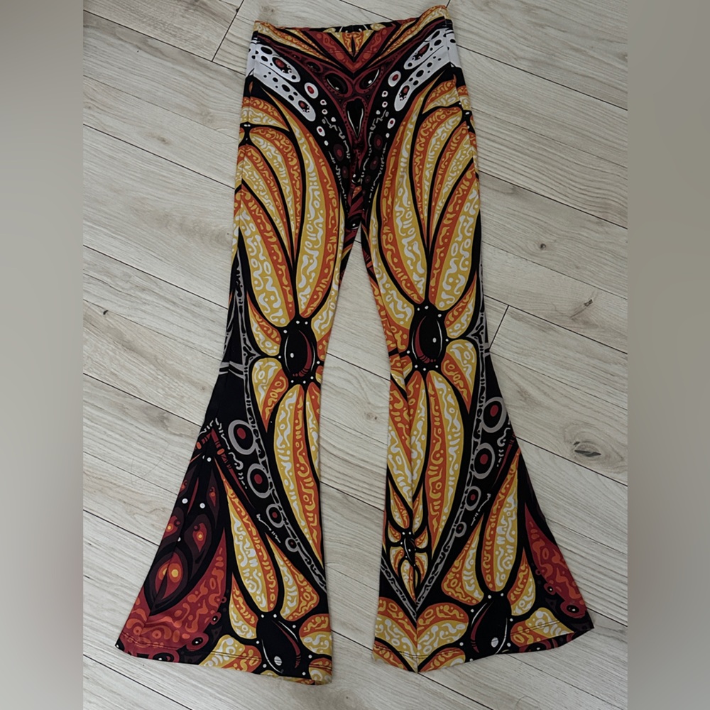 Vision Lab x Jeff Wood Vibrant Abstract bellbottoms
